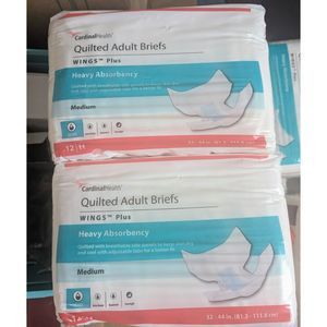 Bundle of 2 - Cardinal Health Quilted Adult Briefs, Wings Plus, Medium  Unisex